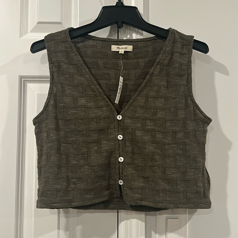 Green Madewell Basket Stitch Vest